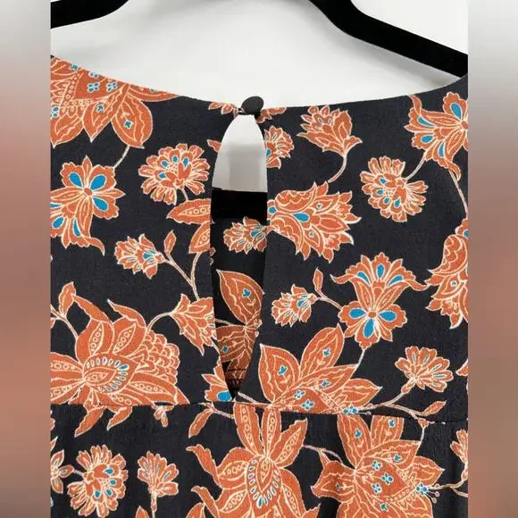 Rebecca Minkoff Floral Blouse Top Ruffle Shoulder Smocked Sleeve Flower Large - Picture 11 of 12